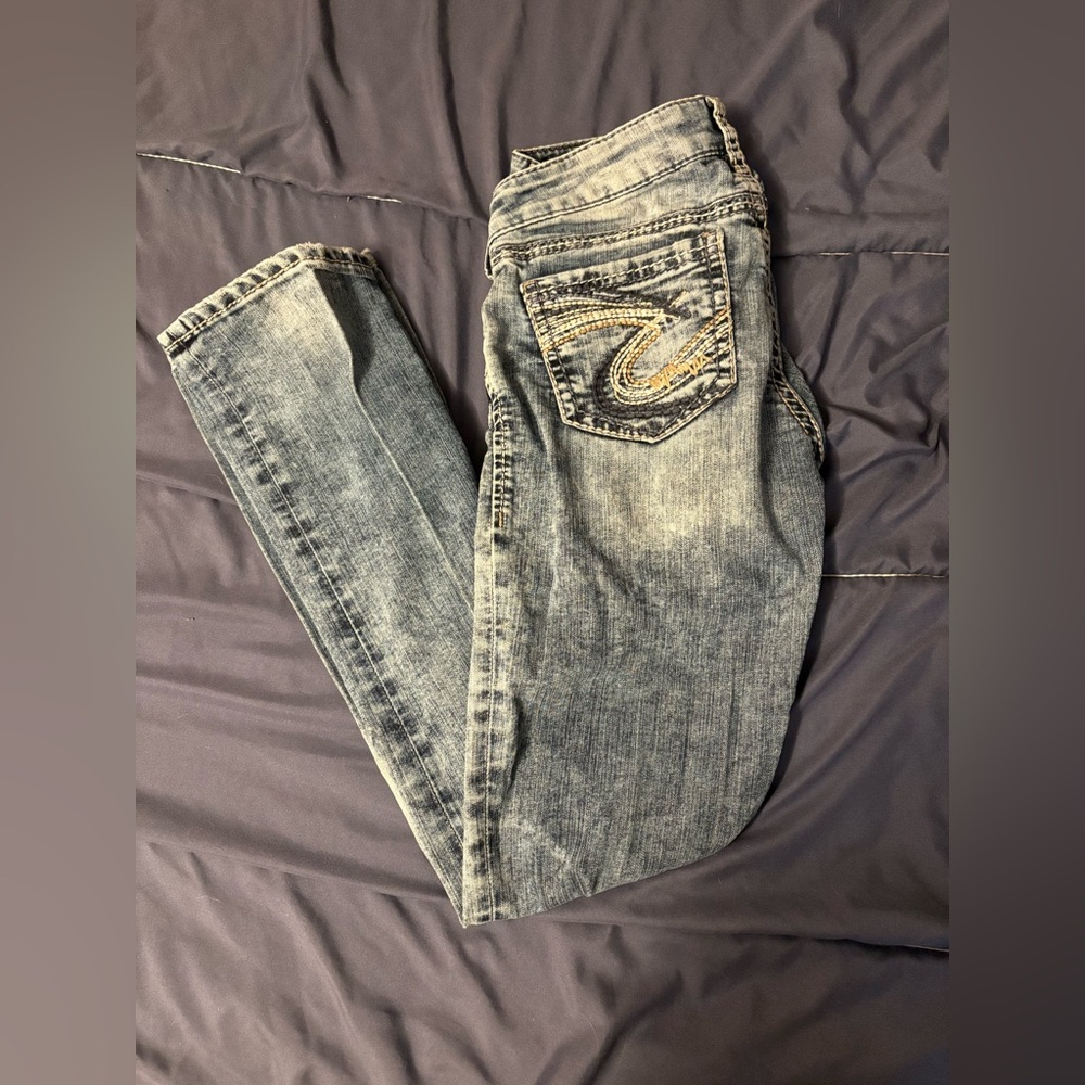 Silver Stylish Blue Denim Jeans. Size 26waist 30 length
